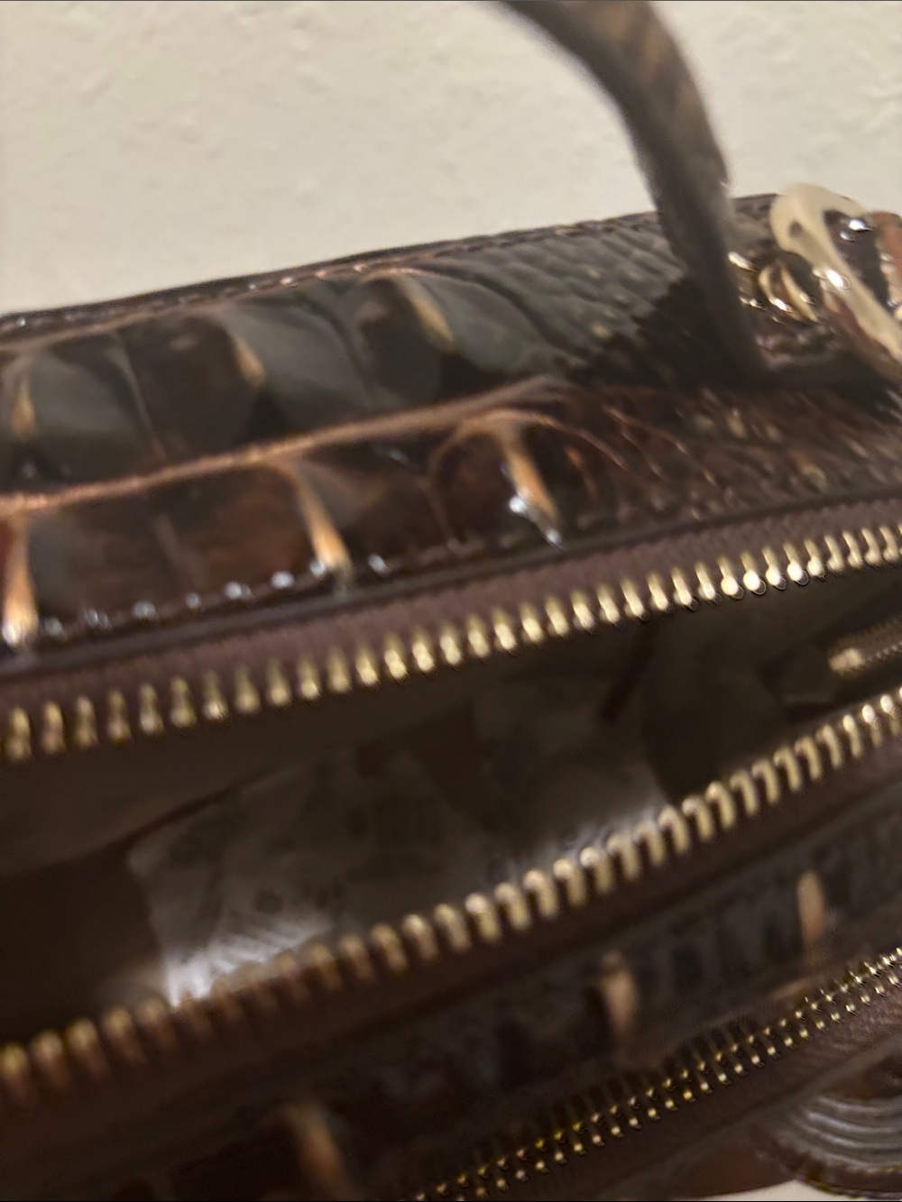 Brahmin Bronze Croc-Embossed Top-Handle Mini Satchel - Picture 7 of 10